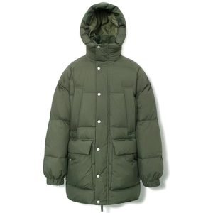 Khaki Green Warm Air Duck Down Half Padding Jackets
