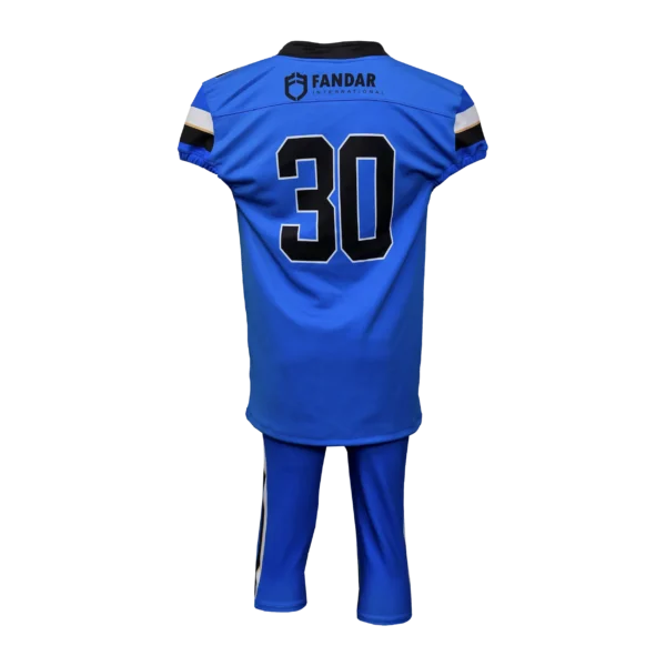 Custom Private Label Sublimated Royal Blue American Football Uniform Set with Integrated Pads