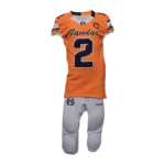 Custom Private Label Sublimated Orange and Navy American Football Uniform Set with Integrated Pads