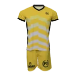 Custom Private Label Yellow Chevron Soccer Uniform Kit with Front and Back Number 11 and Matching Performance Shorts