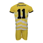 Custom Private Label Yellow Chevron Soccer Uniform Kit with Front and Back Number 11 and Matching Performance Shorts