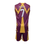 Custom Private Label Sublimated Maroon and Gold Basketball Uniform Set