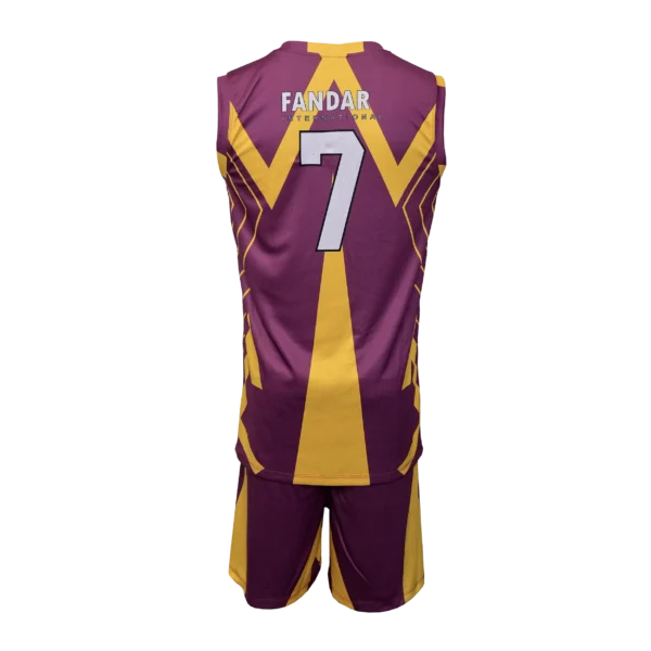 Custom Private Label Sublimated Maroon and Gold Basketball Uniform Set