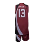 Custom Private Label Sublimated Maroon and Black Basketball Uniform Set Production
