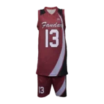 Custom Private Label Sublimated Maroon and Black Basketball Uniform Set Production