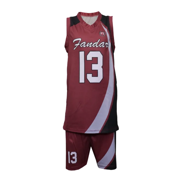 Custom Private Label Sublimated Maroon and Black Basketball Uniform Set Production